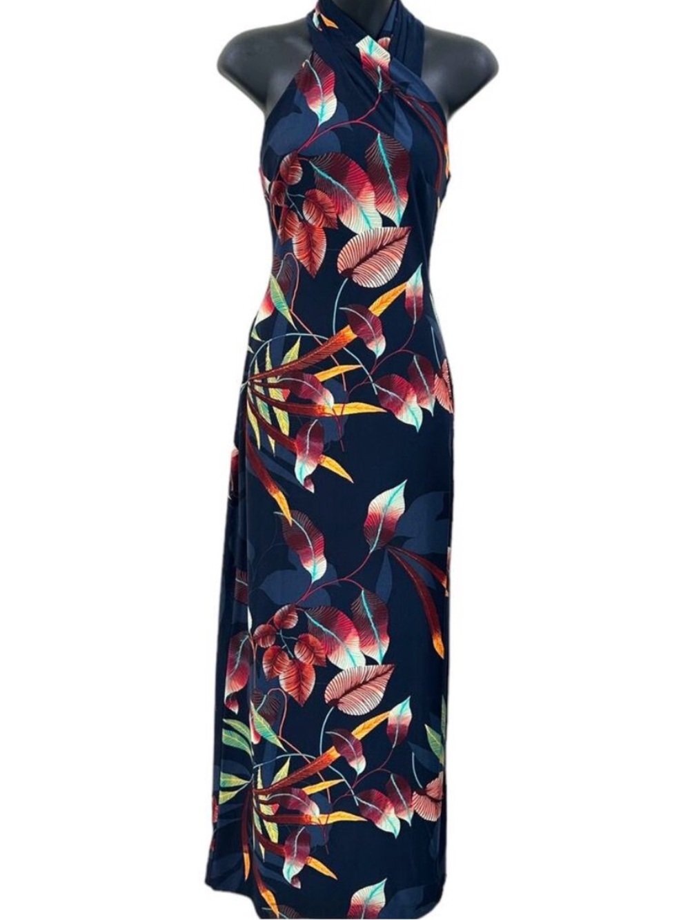Rachel Roy Navy Floral Halter Dress XL - Picture 5 of 11